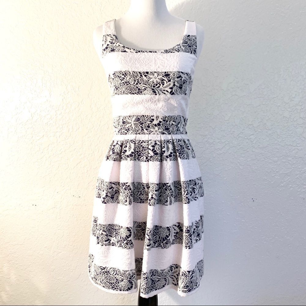 Heartsoul Stripe Fit-n-flair Dress Blue White